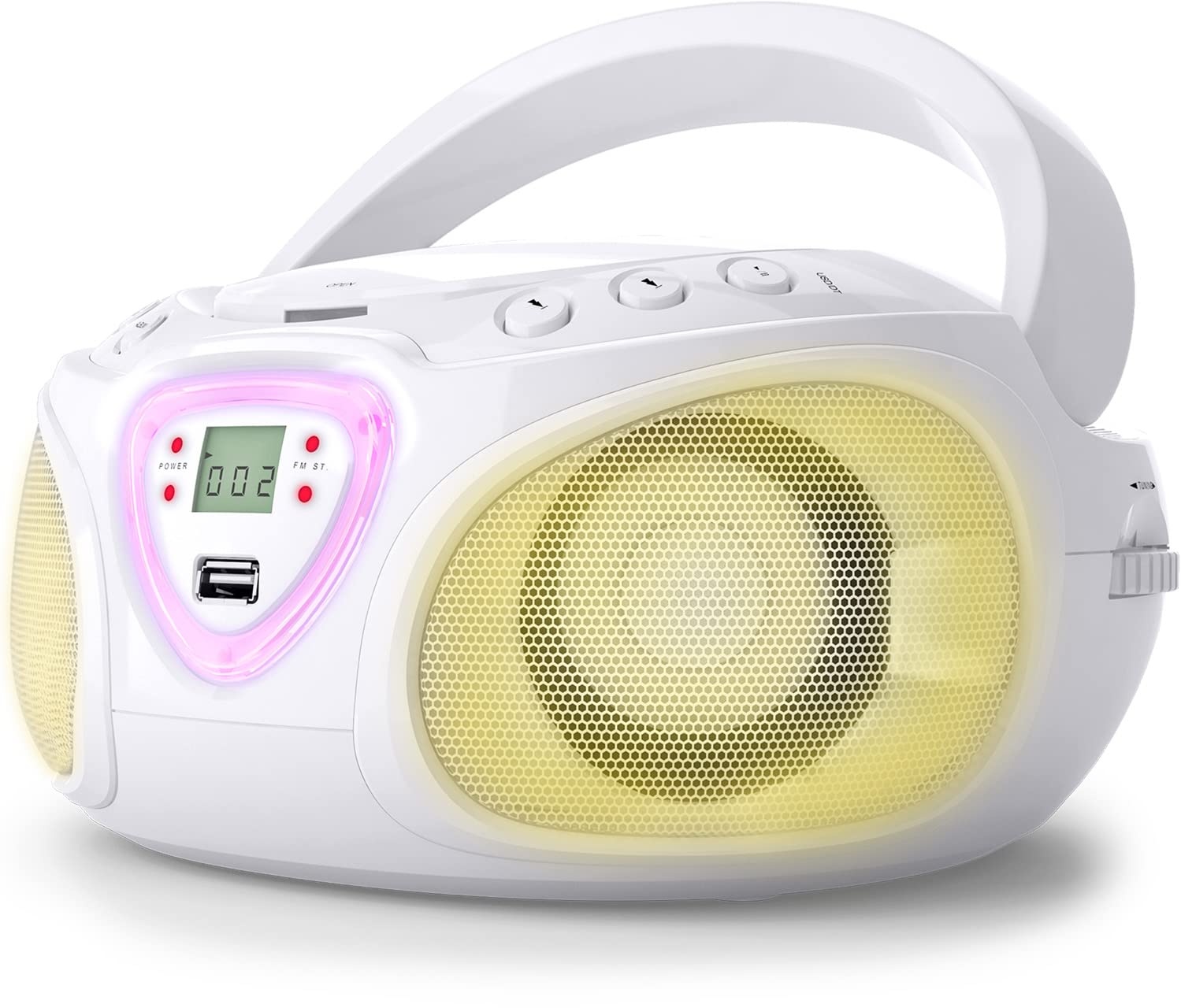 Auna Tragbarer Radio mit CD Player & mit USB für Kinder & Erwachsene, 3 W Boombox mit Bluetooth Funktion, AUX/FM Tragbar mit LED-Display, MP3, 5.0 Streaming mit für Mädchen & Jungen, Weiß