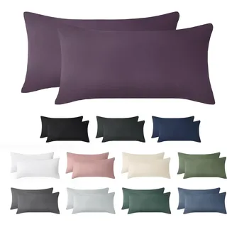 Jellymoni Kissenbezug 40x80 Baumwolle 2er Set Kissenbezüge Lila Oeko-Tex aus 100% Gewaschene Baumwolle Kopfkissenbezug mit Verstecktem Reißverschluss Weich 2 Stück Kissenhülle für Kissen 40x80cm