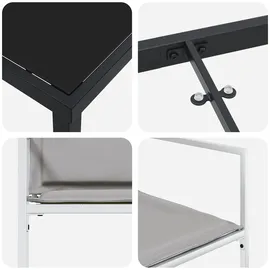 vidaXL 5-teiliges Garten-Essset mit Kissen Weiß Textilene und Stahl