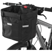 ASIAD Schwarz, Fahrradkorb, Faltbar Fahrrad vorne Korb, mit Lenkeradapter und Kabellbinder,Abnehmbare Lenkerkorb Tasche für Kleiner Hund-Einkaufen-Reisen-Picknick
