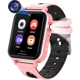 Topchances Kinder Spiele Smartwatch, Smart Watch für Kinder mit Touchscreen, 18 Spieles, Kamera, Schrittzähler, Wecker, MP3-Musikplayer für Kind... - Rosa