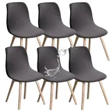 JUNZHE Shell Stuhlhussen, 6er Set Strech Hohen Zurück Stuhlhussen, Abnehmbarer Waschbarer Stühle Schutz, Dekoration Stuhlbezug für Haus, Küche, Esszimmer, Party, Bankett, Hochzeit, Club(Grau)