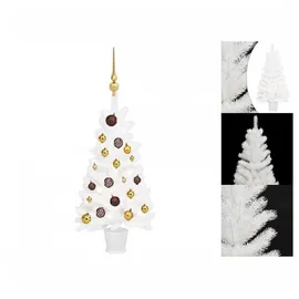 vidaXL Künstlicher Weihnachtsbaum mit LEDs Kugeln Weiß 90 cm