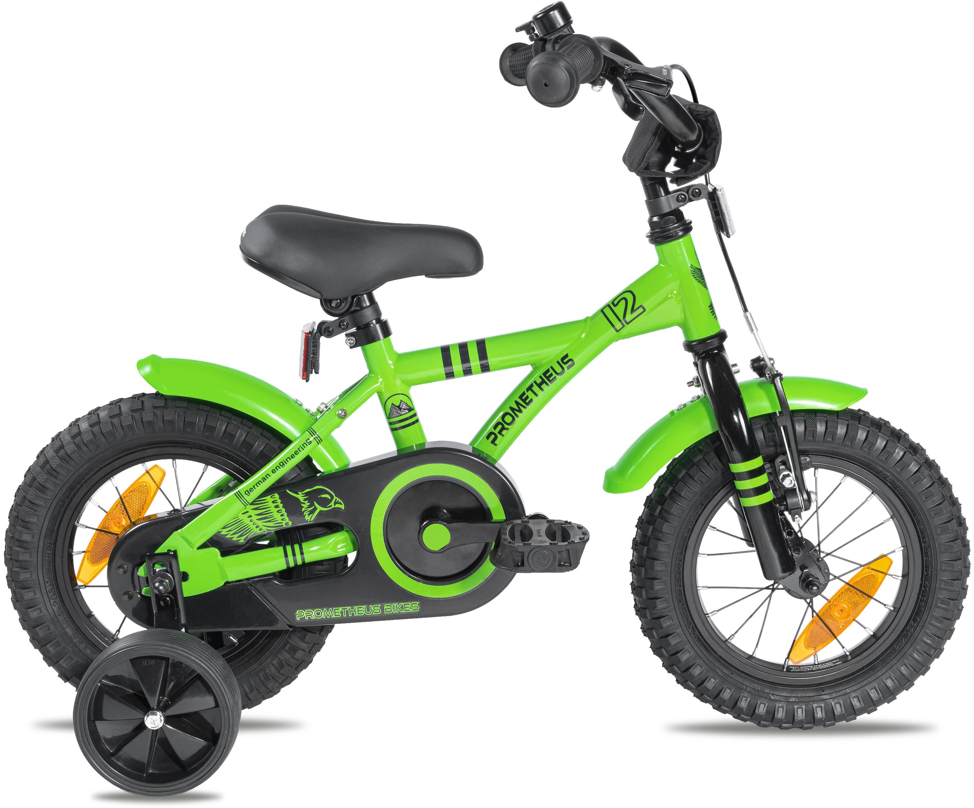 Kinderfahrrad PROMETHEUS BICYCLES "Hawk" Fahrräder Gr. 22 cm, 12,5 Zoll (31,75 cm), grün Kinder Kinderfahrräder
