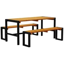 Promadino Gartenmöbel-Set Sylt (3 -tlg., Kiefernholz, Braun/Schwarz)