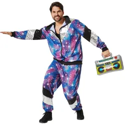 tectake® Herrenkostüm Retro 80er 90er Jahre Disco Jogginganzug
