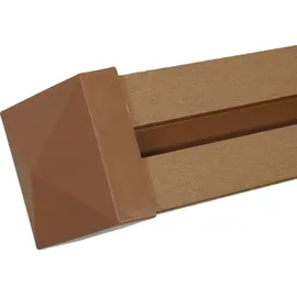 Mendler WPC-Sichtschutz Sarthe, Windschutz Zaun, WPC-Pfosten Erweiterungselement schräg rechts, 0,98m teak