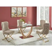 Vente-unique Stuhl 6er-Set - Samt & goldfarbener Edelstahl -