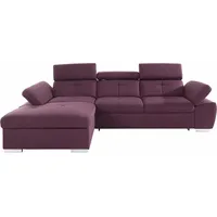 exxpo - sofa fashion "Spring, super bequem, mit Armteil- und Kopfteilfunktion", lila (hortensia), B:284cm H:81cm T:181cm, Luxus-Microfaser (100% Polyester);Struktur (100% Polyester);NaturLEDER (echtes Rindsleder) in Sitz und Rücken.