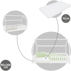 ML-Design Hausbett ML-Design 90 x 200 cm Kiefer weiß