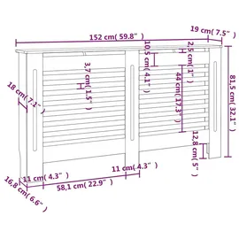 vidaXL Heizkörperverkleidung Schwarz 152x19x81,5 cm MDF