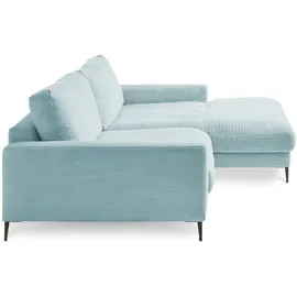 KAWOLA Ecksofa Cara Cord Recamiere links hellblau