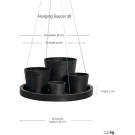 Ecopots Hanging Saucer Ø 36 x 3 cm Dunkelgrau