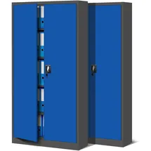 Jan Nowak 2er Set Metallschrank Jan 185 x 90 x 40 cm - Metall Aktenschrank Abschließbar mit 2 Türen, Mehrzweckschrank mit 5 Ebenen, Büroschrank aus Stahlschrank mit Pulverbeschichtung - Anthrazit-Blau