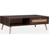 sweeek - Couchtisch mit Rohrgeflecht 110 x 59 x 39 cm