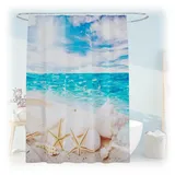 Relaxdays Duschvorhang Muscheln 180 x 200 cm mehrfarbig