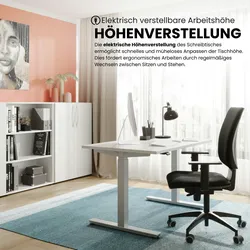 bümö elektrisch höhenverstellbarer Schreibtisch Asteiche 140x67 cm - kleiner Schreibtisch höhenverstellbar elektrisch, elektrischer Schreibtisch &