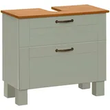 Home Affaire Waschbeckenunterschrank HOME AFFAIRE "Rodby", grün (salbei grün, honig), B:60cm H:55cm T:30cm, Massivholz, Schränke, Waschbeckenunterschrank, FSC-zertifiziertes Massivholz, Griffe Metall, Breite 60cm, Höhe 55cm
