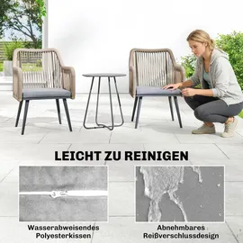 Outsunny Gartenstuhl 2er Set Gartenstuhl 54 x 65 x 80 cm grau/silber wetterfest mit Armlehne