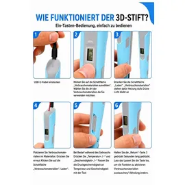 glato 3D Stift, 3D-Stift Kinder, 3D Stift, 3D Stift Set, Mit 15 Farben Kinder Set, Kindergeschenk, SCRIB3D - Blau