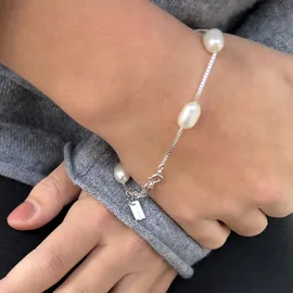 AILORIA Matsu Armband Silber/weiße Perle 18 cm