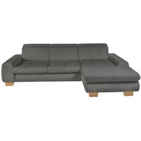 SetOne by Musterring Ecksofa, Anthrazit, Textil, Buche, furniert, massiv, 3-Sitzer, Ottomane rechts, L-Form, 307x195 cm, Typenauswahl, Bettkasten erhältlich, Fußauswahl, Stoffauswahl, planbar, seitenverkehrt Bettfunktion Hocker Rücken echt, Wohnzimmer, Sofas & Couches, Wohnlandschaften, Ecksofas