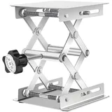 Labor Hebebühne Hubtisch, Edelstahl Labor Hebeplattform Ständer Scientific Lab Jack Scherenständer Hubtisch Höhenverstellbar Manuelle Steuerung 100 x 100x 158mm