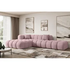 altdecor Ecksofa, Rosa, Textil, 6-Sitzer, L-Form, Ottomane links, 289x176 cm, Wohnzimmer, Sofas - Couches, Wohnlandschaften, Ecksofas