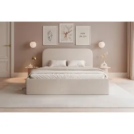 Selsey Polsterbett 140x200 mit Bettkasten, Bouclé, greige -