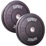 SUPRFIT Hi-Temp Hantelscheiben Bumper Plates 50mm aus recyclten Vollgummigranulat, Gewicht: 2 x 10 kg, Lärm reduzierend & Schock absorbierende CrossTraining Hantelscheiben 50mm, Gewichtscheiben [Paar]