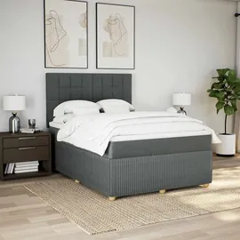 vidaXL Boxspringbett mit Matratze Dunkelgrau 140x200 cm Stoff