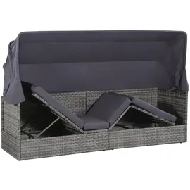 vidaXL Gartenbett mit Baldachin grau