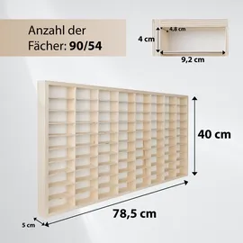 Kruzzel Sammlervitrine 80 Fächer Setzkasten Holz 78,5 x 40 x 4,5 cm