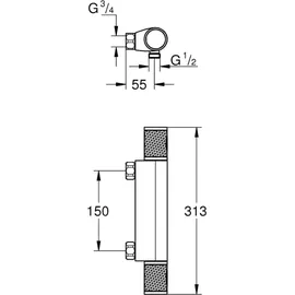 Grohe Grohtherm 1000 Performance Duschthermostat Wandmontage für 1 Verbraucher Chrom 34828000