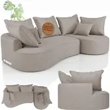 Juskys Eckcouch Samt 4-Sitzer Beige