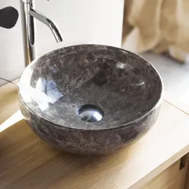 Tikamoon Rundes Marmorwaschbecken Pia light grey