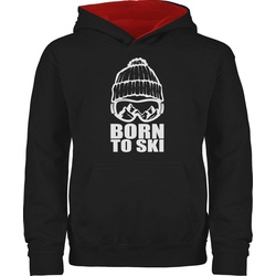 Shirtracer Hoodie Born to Ski Kinder Sport Kleidung rot|schwarz 128 (7/8 Jahre)