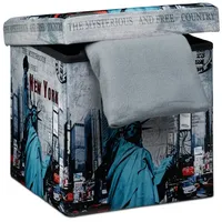 Relaxdays Sitzhocker mit Stauraum Kunstleder 0 x 0 x 0 cm Blau/Grau/Schwarz