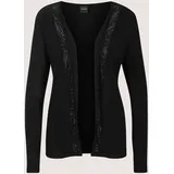 Madeleine Langarmshirt MADELEINE "Shirtjacke Offene, leichte Jacke in weiter Form", Damen, Gr. 38, schwarz, Obermaterial: 95% Viskose CV. 5% Elasthan EL., Modern, schmal, Shirts Langarmshirt, Funkelnde Steine