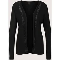 Madeleine Langarmshirt MADELEINE "Shirtjacke Offene, leichte Jacke in weiter Form", Damen, Gr. 38, schwarz, Obermaterial: 95% Viskose CV. 5% Elasthan EL., Modern, schmal, Shirts Langarmshirt, Funkelnde Steine