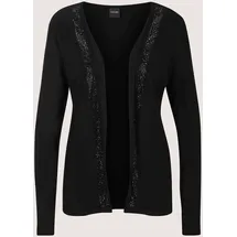 Madeleine Langarmshirt MADELEINE "Shirtjacke Offene, leichte Jacke in weiter Form", Damen, Gr. 38, schwarz, Obermaterial: 95% Viskose CV. 5% Elasthan EL., Modern, schmal, Shirts Langarmshirt, Funkelnde Steine