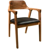 ab:stil.art.moebel Esszimmerstuhl massive Akazie natur Sitz Kunstleder schwarz ANGEL