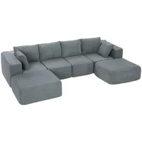 HOMCOM modulares U-Form Ecksofa, breiter, tiefer Sitz, dunkelgrau - Dunkelgrau