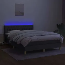 vidaXL Boxspringbett 140 x 200 cm Dunkelgrau