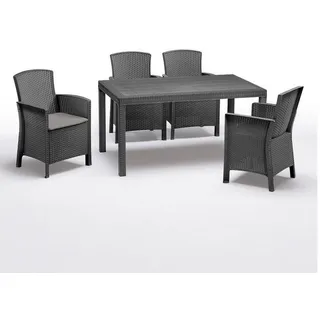 BICA Gastro Essgruppe Lido | Esstisch Houston mit 4 Sesseln | Wetterfeste Gartenmöbel in Graphite