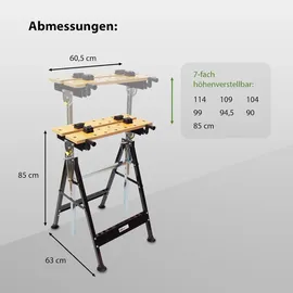 Baumarktplus 2er Set 100 kg Werkbank Klappbar höhenverstellbar Werktisch Spanntisch Arbeitstisch