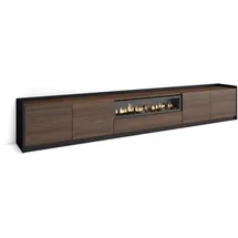 SKRAUT HOME Lowboard 310x50x37 cm Dunkler Eiche/Schwarz Holzwerkstoff