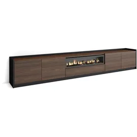 SKRAUT HOME Lowboard 310x50x37 cm Dunkler Eiche/Schwarz Holzwerkstoff