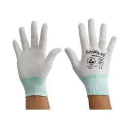 SafeGuard ESD Handschuh, ohne Beschichtung, silikonfrei DSWL36568 , 12 Paar, Größe M, weiß/türkis
