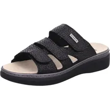 ROHDE Damen Pantolette aus Veloursleder mit drei Klettverschlüssen Abano 5221, Größe:41 EU, Farbe:Schwarz - 41